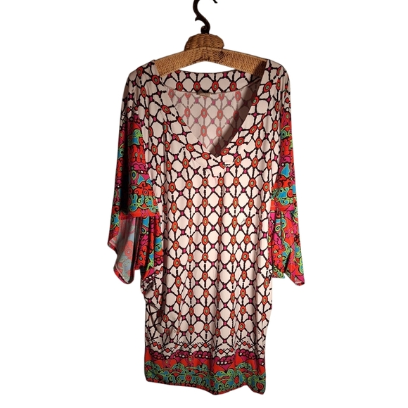 Trina Turk Colorful Oversized Boho Tunic Blouse Ladies Medium Art Teacher READ - Picture 1 of 4